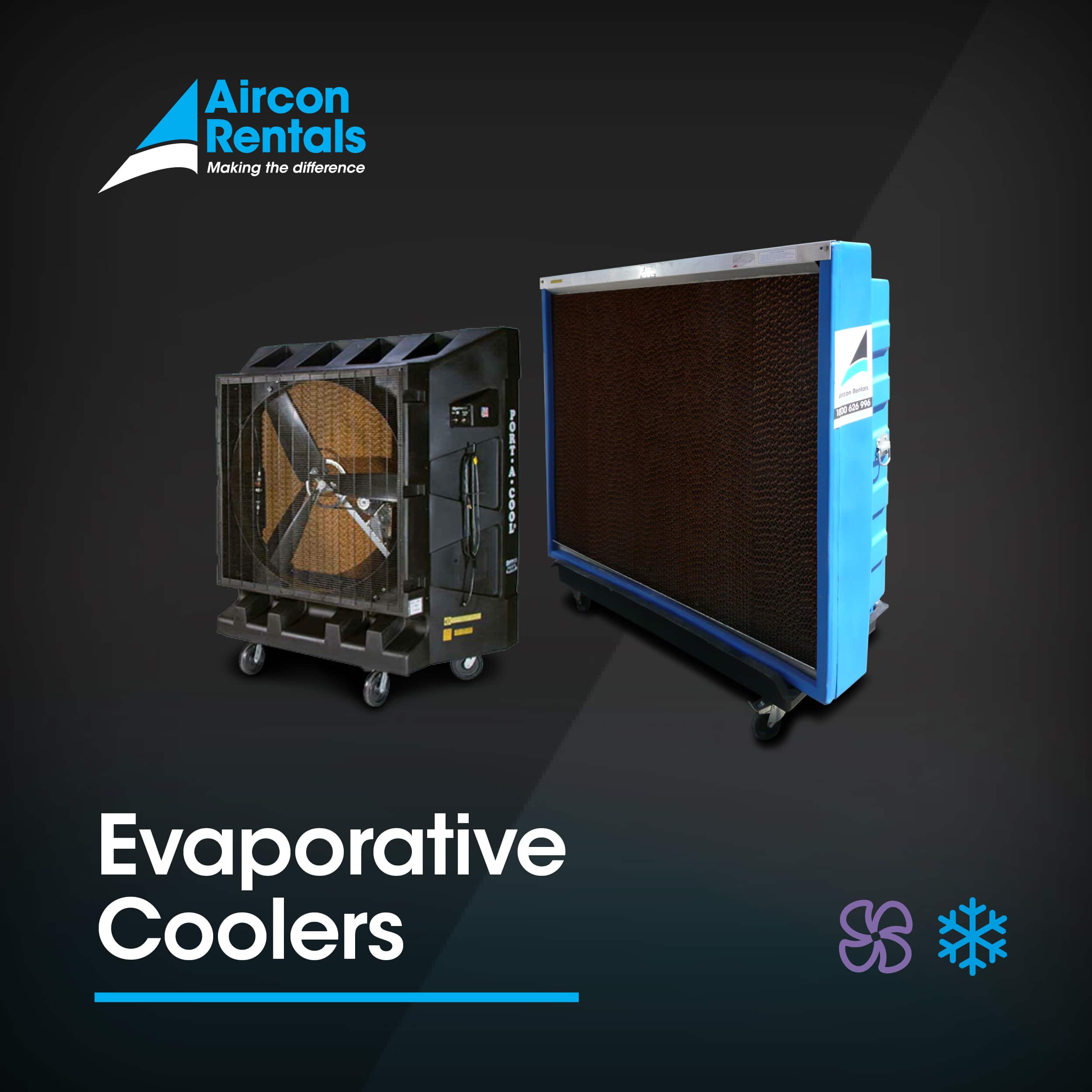 Warehouse cooling rental 48 inch evaporative cooler | Aircon Rentals | Evaporative Cooling