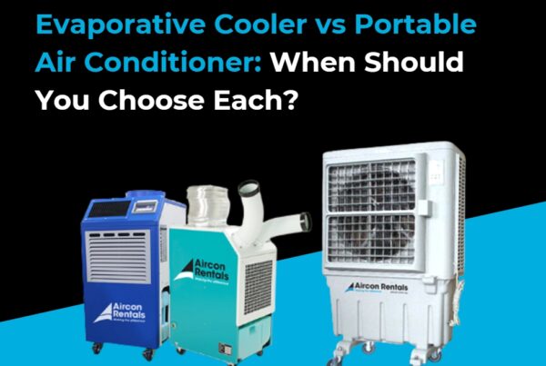 Evaporative cooler vs portable air conditioner comparison showing different cooling systems for open ventilated spaces and sealed rooms