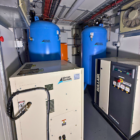 Oil-free compressors and air receivers inside a medical air system hire unit