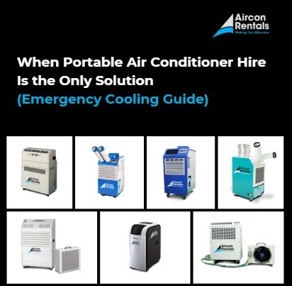 Emergency portable air conditioner hire units for temporary cooling in commercial and industrial environments